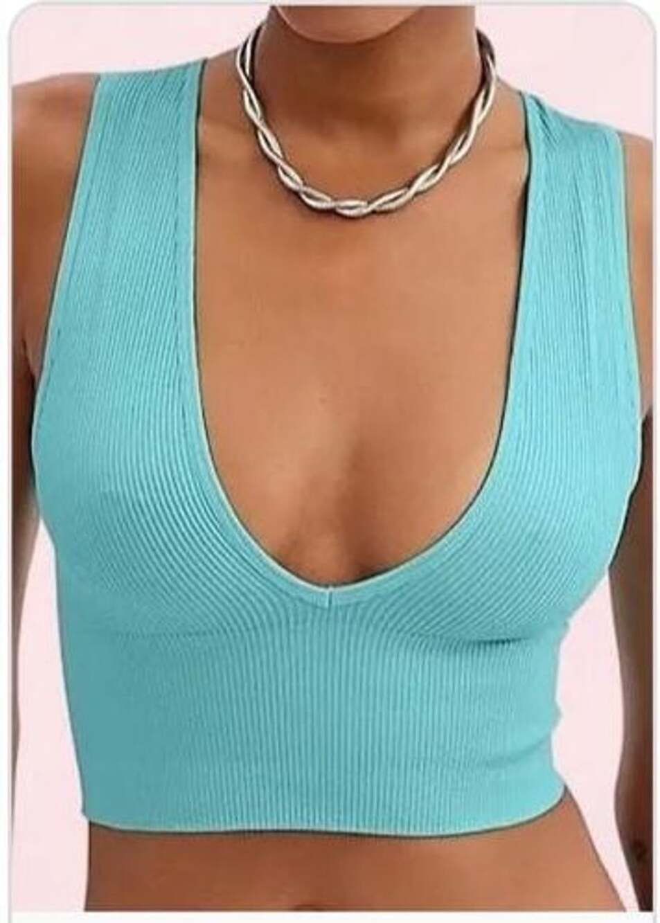 Urban Outfitters Tank Top Crop Ribbed V Neck Out From Under Size Small